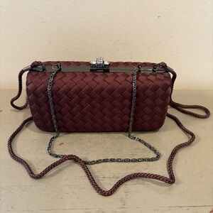 Kate Landry Brown Woven Snap close Cocktail Purse